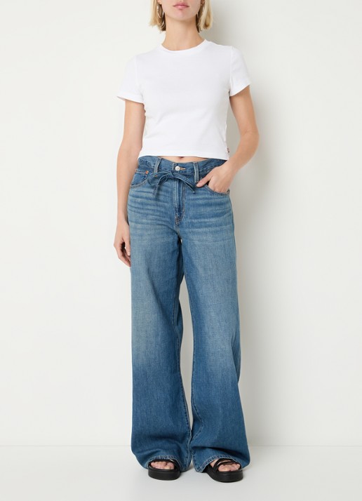 Levi's Mid waist wide leg jeans met medium wassing - voorkant 3 indigo