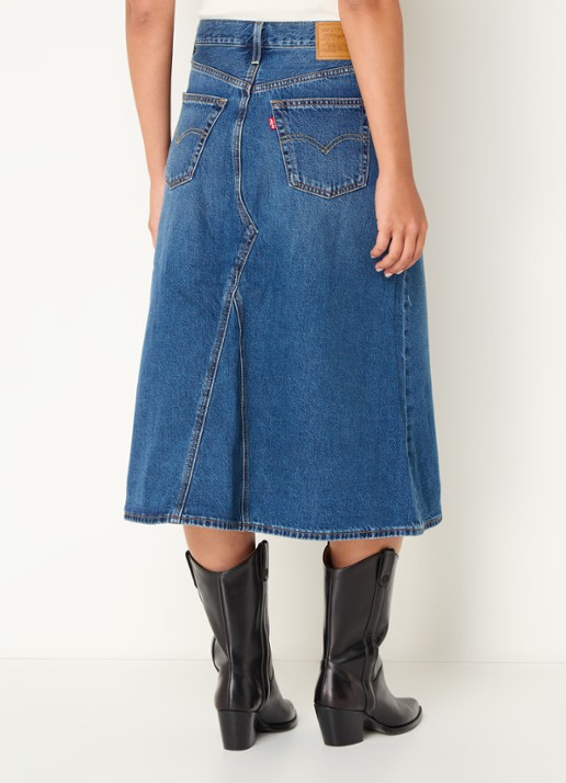 Levi's Midi A-lijn spijkerrok - achterkant 4 indigo