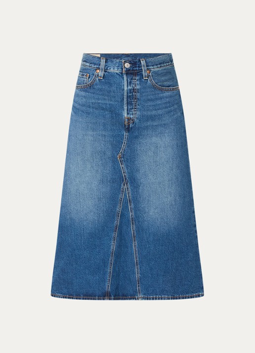 Levi's Midi A-lijn spijkerrok - voorkant indigo