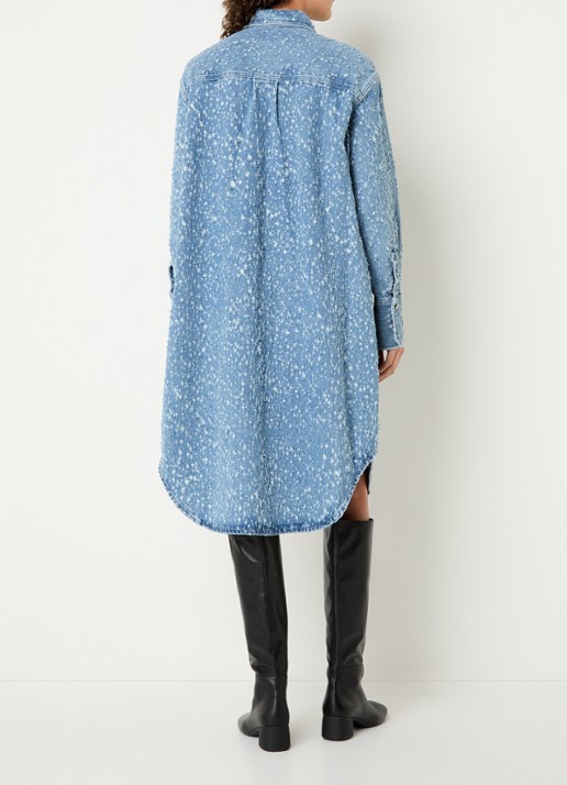 Levi's Midi denim blousejurk met structuur - achterkant 4 indigo