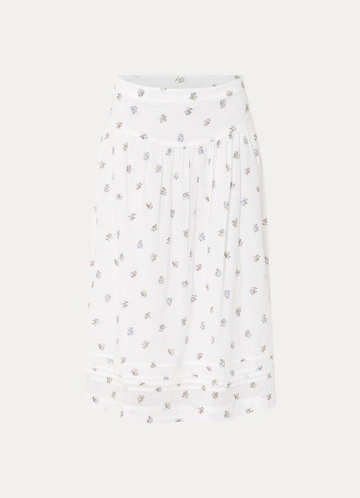Levi's Midi rok met bloemenprint - voorkant wit