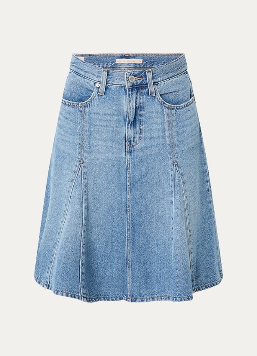Levi's Midi rok van denim - voorkant 2 indigo