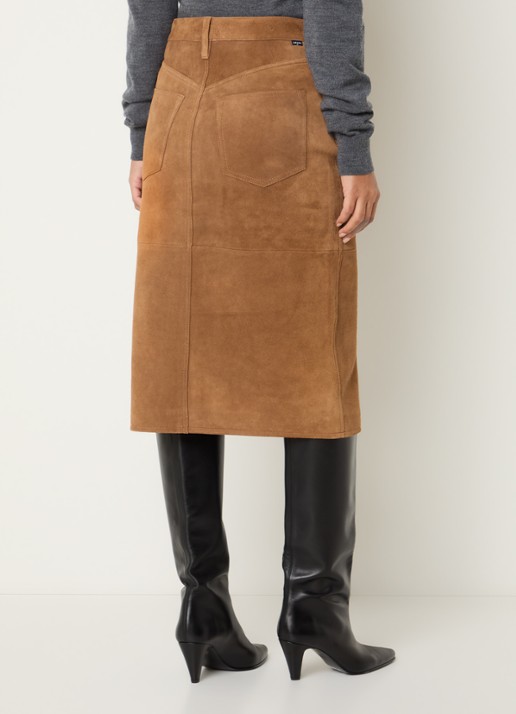 Levi's Midi rok van suède met steekzakken - achterkant 3 donkeroranje