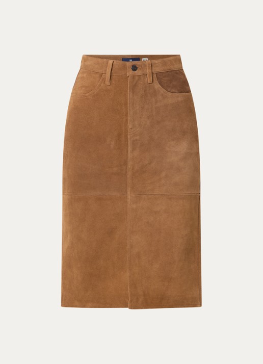 Levi's Midi rok van suède met steekzakken - voorkant donkeroranje