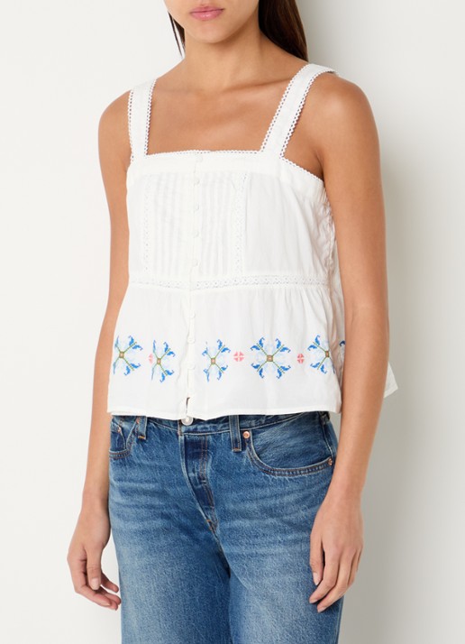 Levi's Mimi mouwloze top met borduring en details van kant