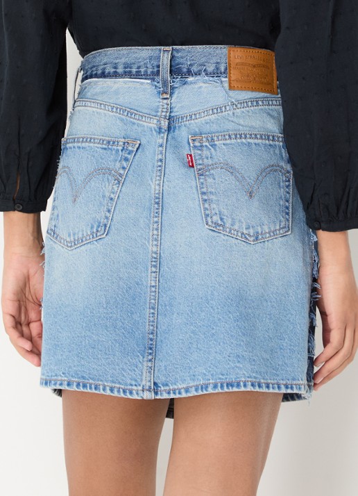 Levi's Mini spijkerrok met destroyed afwerking - achterkant 4 indigo