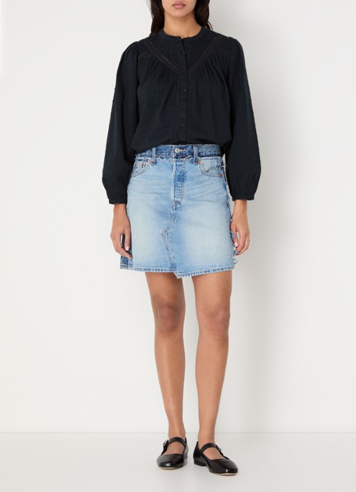 Levi's Mini spijkerrok met destroyed afwerking - voorkant 2 indigo