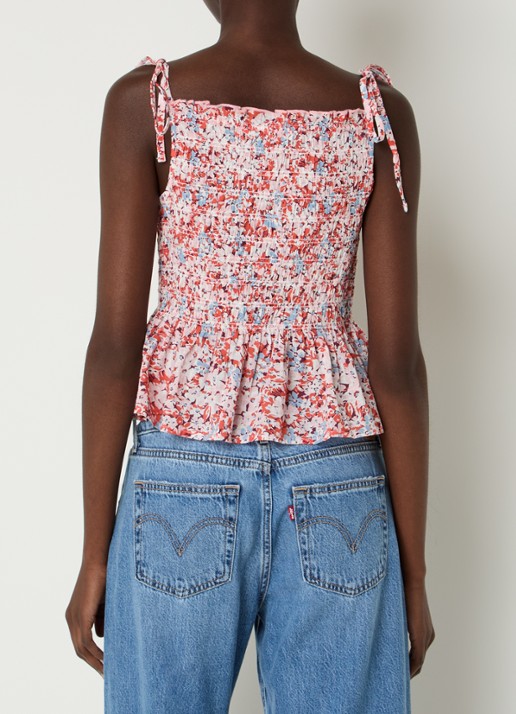 Levi's Monaco top met bloemenprint - achterkant lichtroze