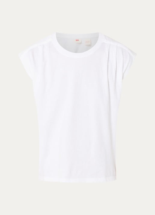 Levi's Mouwloos T-shirt met plooidetail - voorkant 3 wit