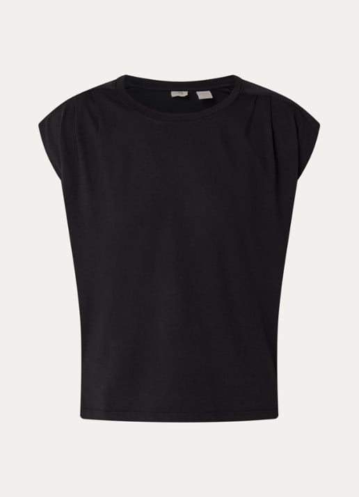 Levi's Mouwloos T-shirt met plooidetail - voorkant zwart