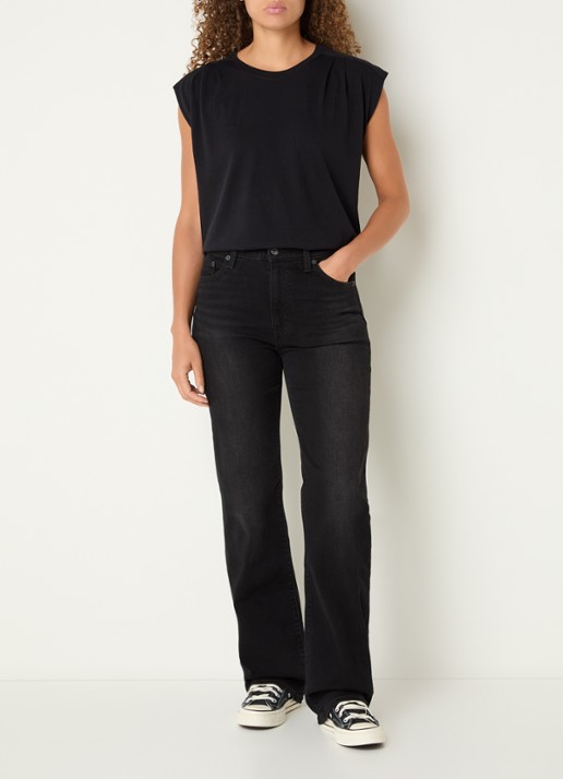 Levi's Mouwloos T-shirt met plooidetail - voorkant 2 zwart