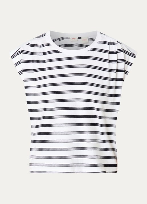 Levi's Mouwloos T-shirt met streepprint - voorkant wit
