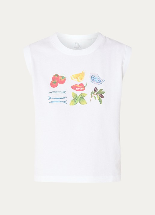 Levi's Mouwloze top met logoprint  - voorkant 2 wit