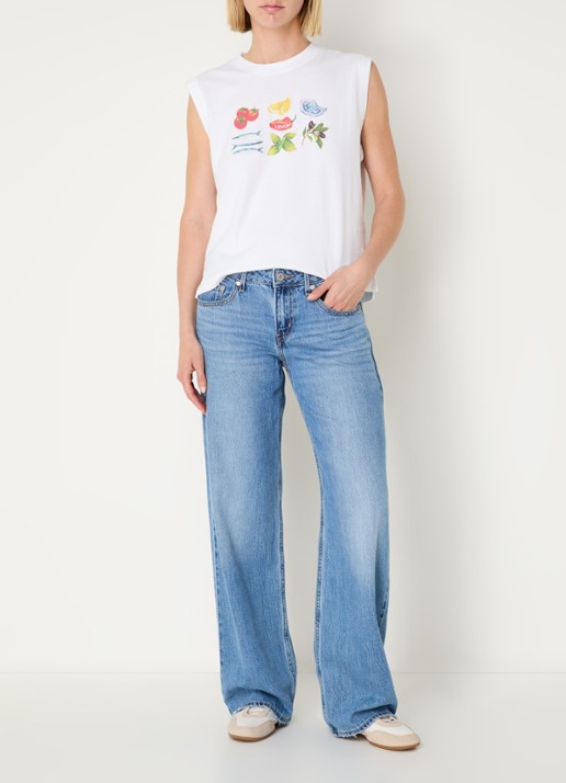 Levi's Mouwloze top met logoprint  - voorkant 3 wit
