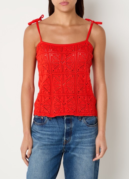Levi's Mouwloze top met opengwerkt dessin