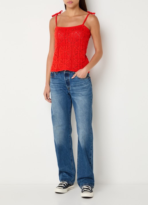 Levi's Mouwloze top met opengwerkt dessin - voorkant 4 rood