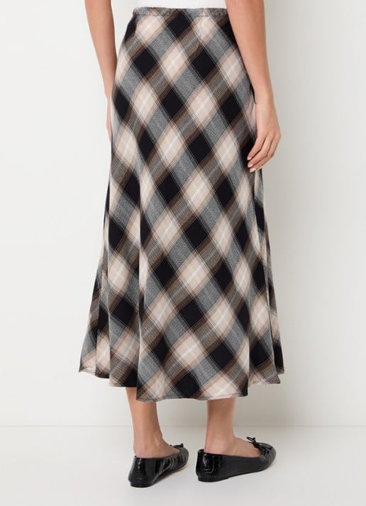 Levi's Noemi maxi rok met ruitdessin - achterkant 3 beige