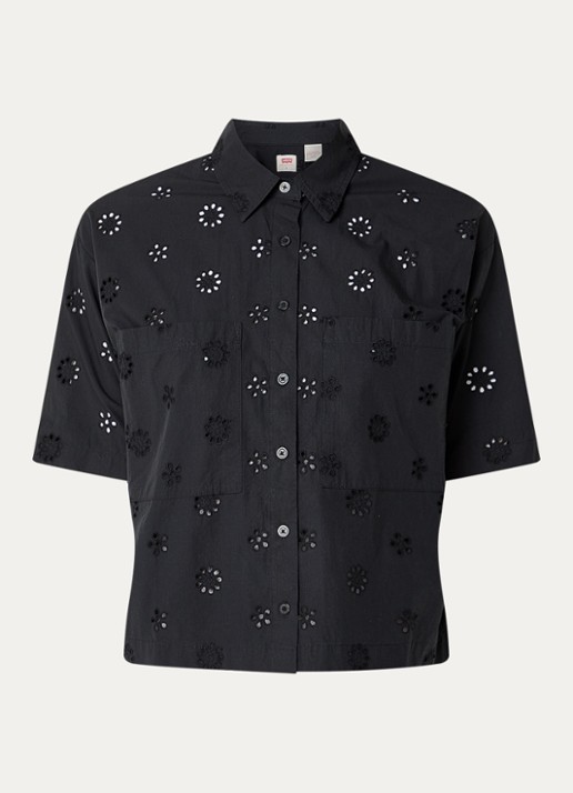 Levi's Novelty Harlie blouse met opengewerkt dessin - voorkant 3 zwart