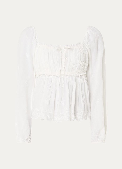 Levi's Ottie semi-transparante top met ballonmouw - voorkant 2 gebroken wit