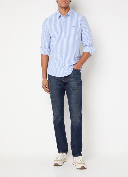 Levi's Overhemd met streepprint - voorkant 4 blauwgrijs