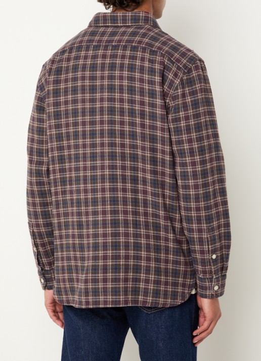 Levi's Overshirt met ruitdessin en borstzak - achterkant donkerrood
