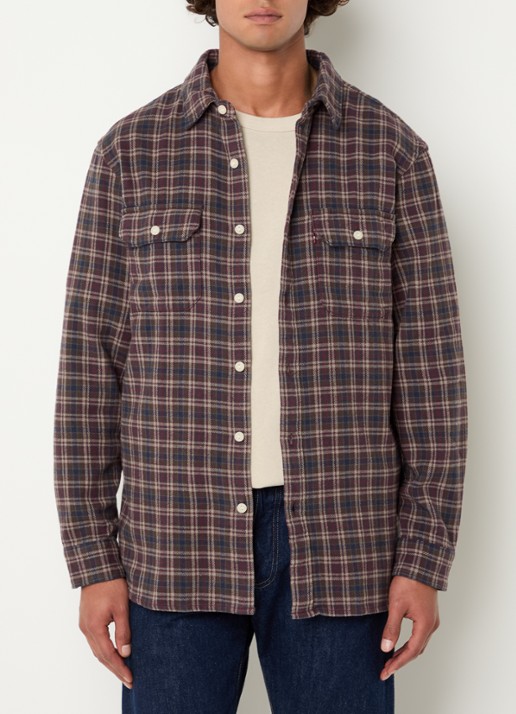 Levi's Overshirt met ruitdessin en borstzak - detail 4 donkerrood