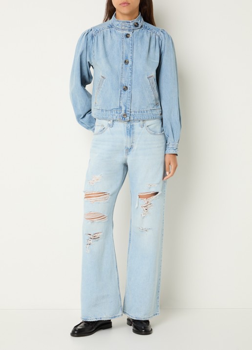 Levi's Parker spijkerjas met steekzakken en ballonmouw - voorkant 3 blauwgrijs