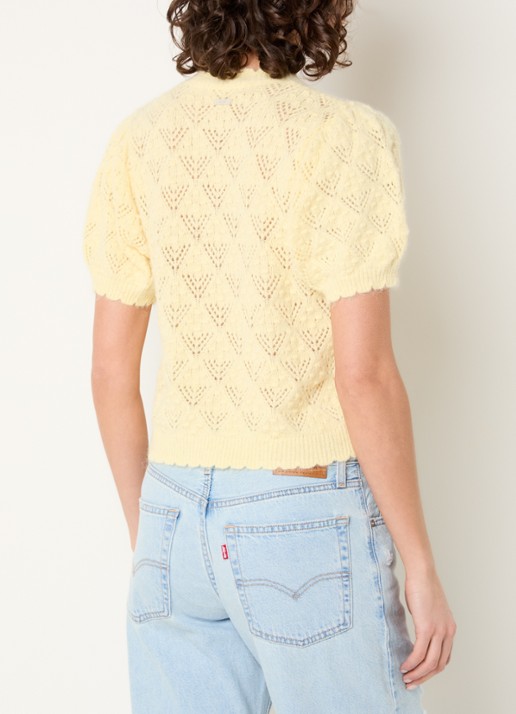 Levi's Pauline fijngebreide top in wolblend met broderie - achterkant 2 geel