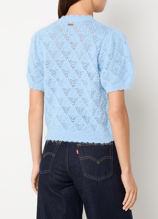 Levi's Pauline kabelgebreide trui in wolblend - achterkant 3 blauw