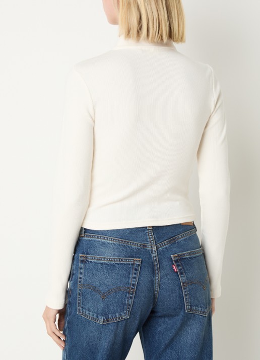 Levi's Polo met ribstructuur - achterkant gebroken wit