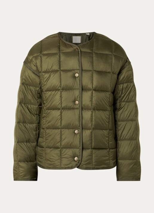 Levi's Poppy jack met quilt patroon en steekzakken - voorkant 3 mosgroen