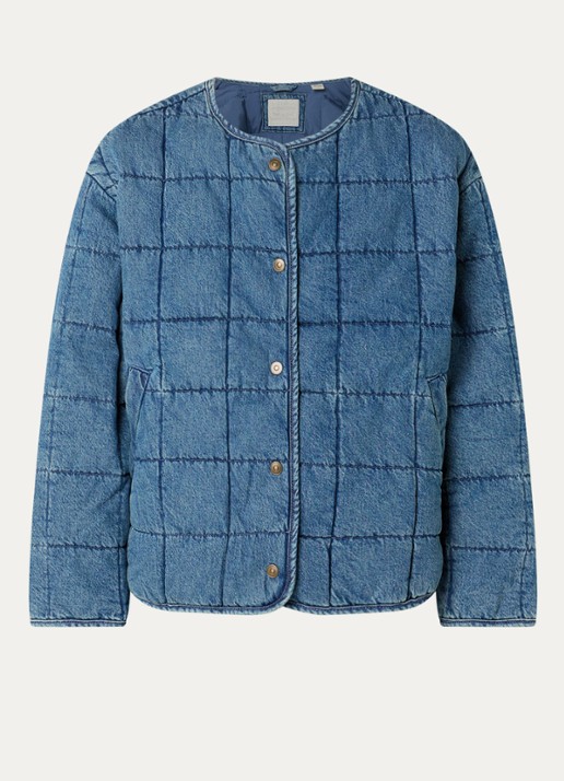 Levi's Poppy jack van denim met quilt patroon - voorkant indigo