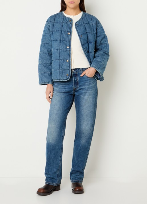 Levi's Poppy jack van denim met quilt patroon - voorkant 2 indigo