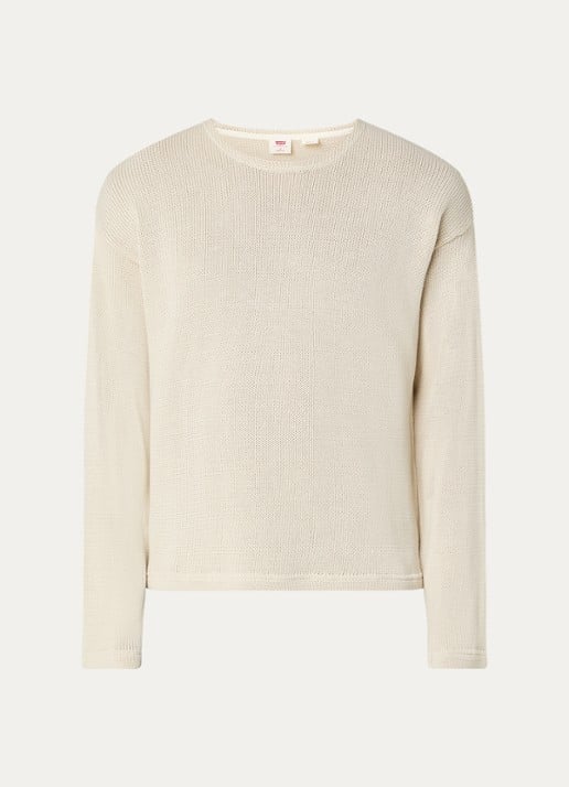 Levi's Posey grofgebreide sweater met ronde hals - voorkant 2 creme