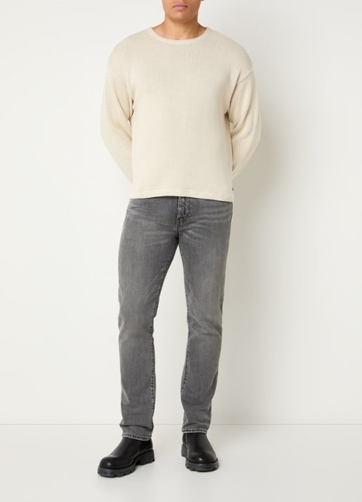 Levi's Posey grofgebreide sweater met ronde hals - voorkant 3 creme