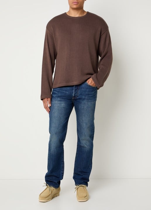 Levi's Posey grofgebreide sweater met ronde hals - voorkant 3 bruin