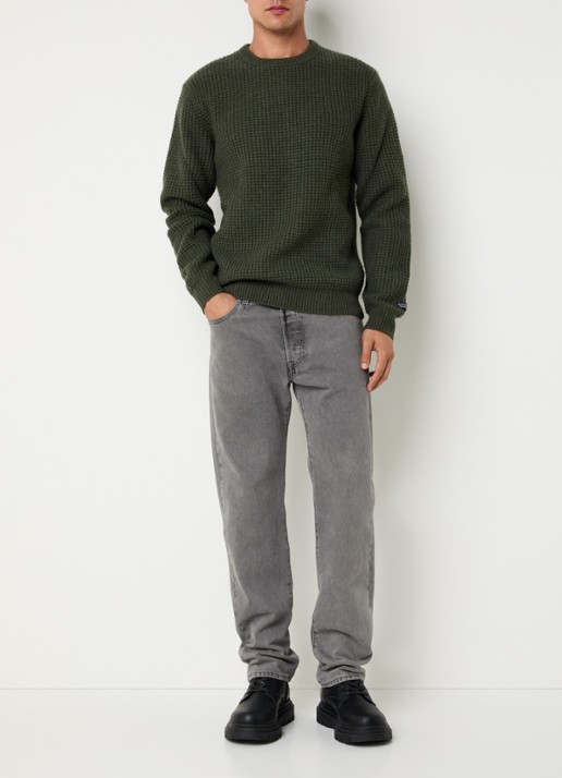 Levi's Presidio grofgebreide trui in wolblend - voorkant 4 bronsgroen