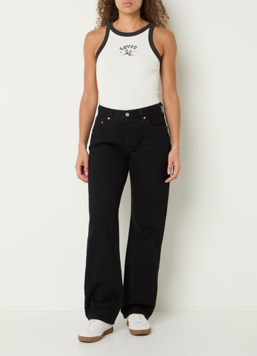 Levi's Racer tanktop met logoprint - voorkant 3 gebroken wit
