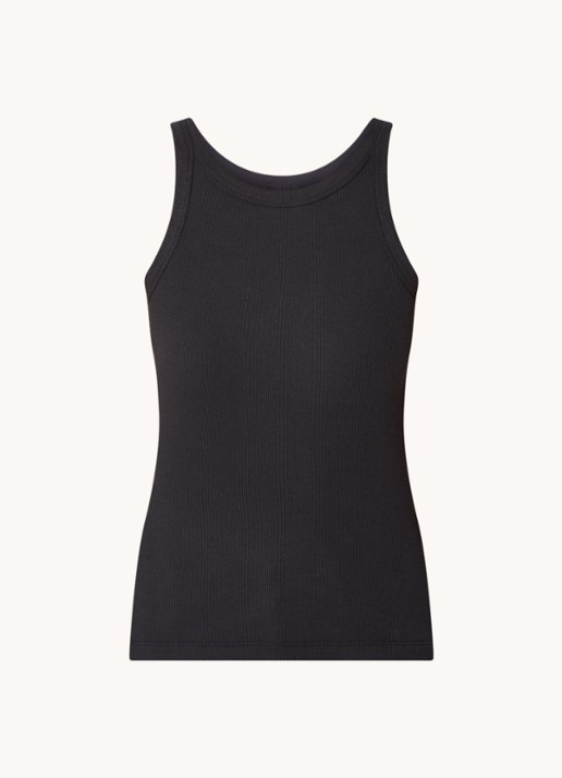 Levi's Racer tanktop met ribstructuur - voorkant 2 zwart