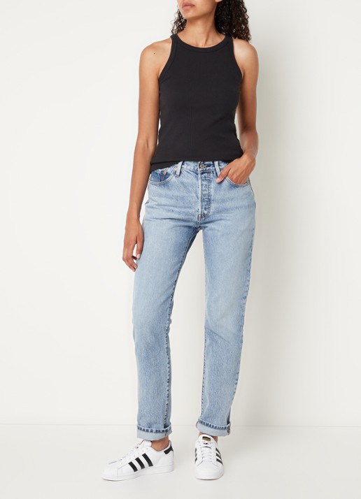 Levi's Racer tanktop met ribstructuur - voorkant 3 zwart