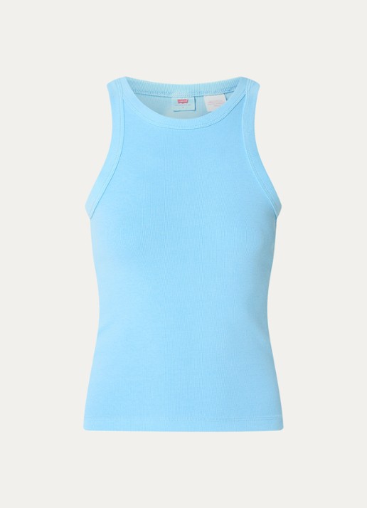 Levi's Racerback tanktop met ribstructuur  - voorkant 3 aquablauw