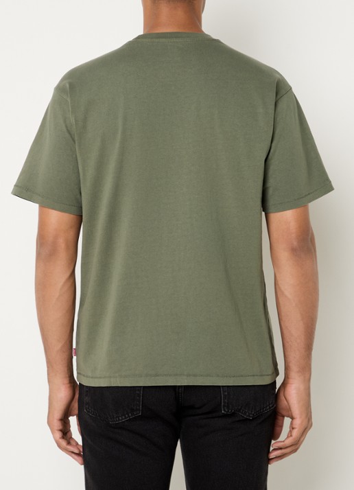 Levi's Red tab T-shirt met logoborduring - achterkant 3 legergroen