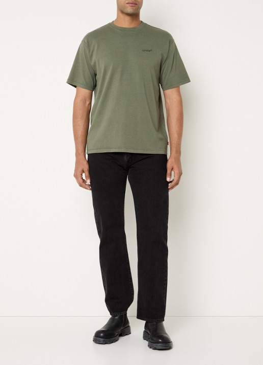 Levi's Red tab T-shirt met logoborduring - voorkant 2 legergroen