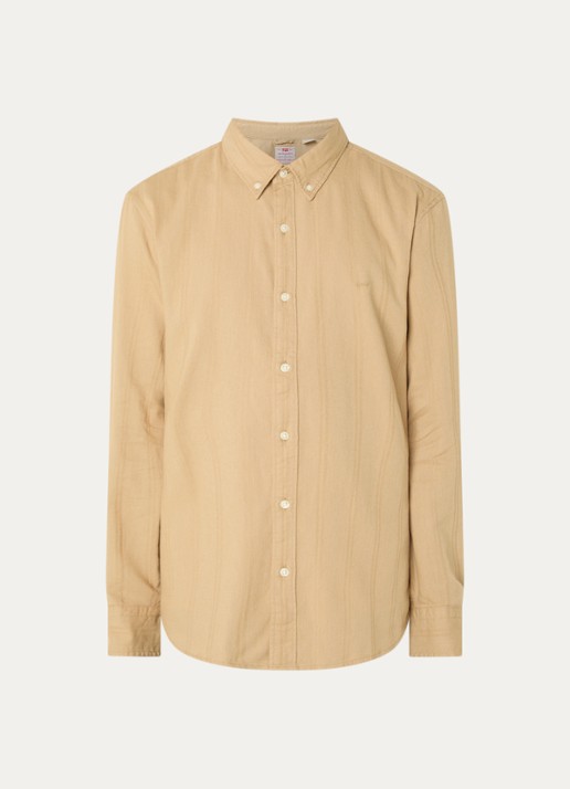Levi's Regular fit overhemd in linnenblend met logoborduring - voorkant camel