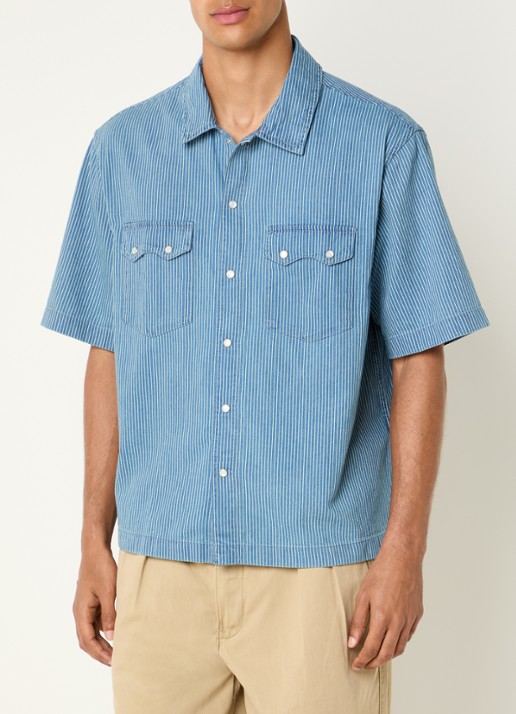 Levi's Regular fit overhemd met streepprint - detail 2 staalblauw