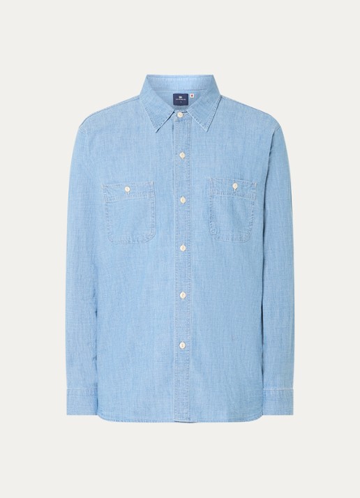Levi's Regular fit overhemd van chambray met borstzakken - voorkant 3 lichtblauw