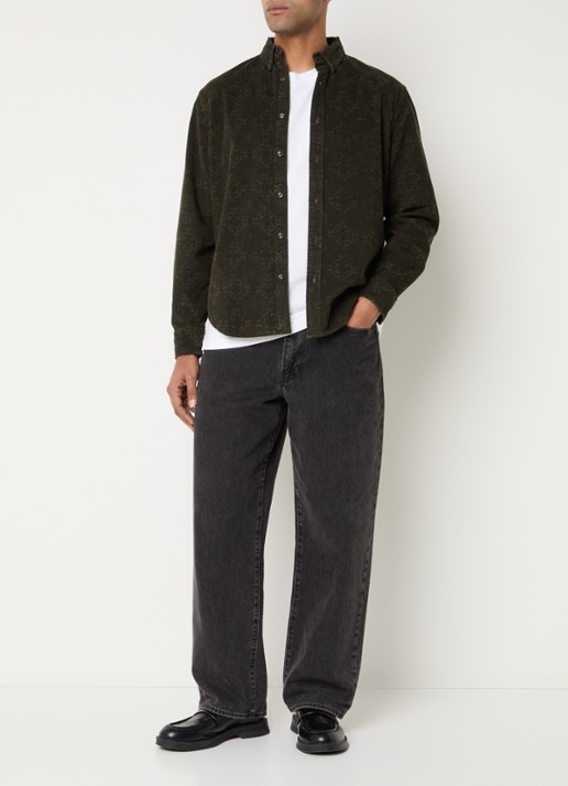 Levi's Regular fit overhemd van corduroy met print - voorkant 3 bronsgroen