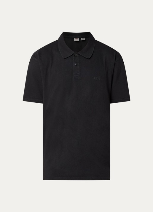 Levi's Regular fit polo met logoborduring - voorkant zwart