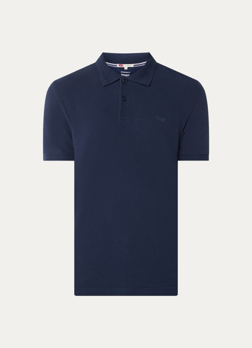 Levi's Regular fit polo met logoborduring - voorkant 2 donkerblauw