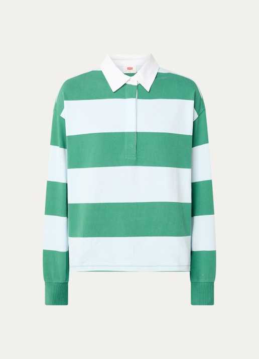 Levi's Regular fit polo met streepprint - voorkant groen